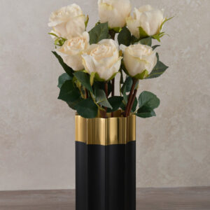 7.75in Tall Black & Gold Stainless Steel Vase