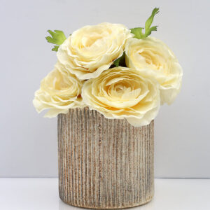 5.25in Tall Ribbed Rust & Silver Glass Cylinder