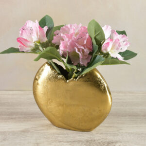 6.75in Tall Gold Aluminum Circular Vase