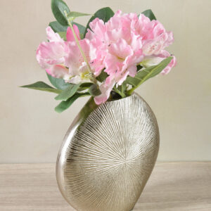 6.5in Wide Silver Tone Aluminum Vase