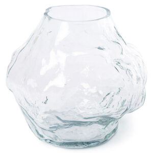 Low Clear Cloud Glass Sculptural Vase